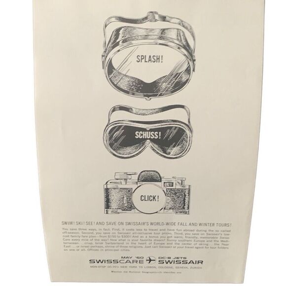Vintage 1959 Swissair World Wide Tours Ad Advertisement - Picture 1 of 4